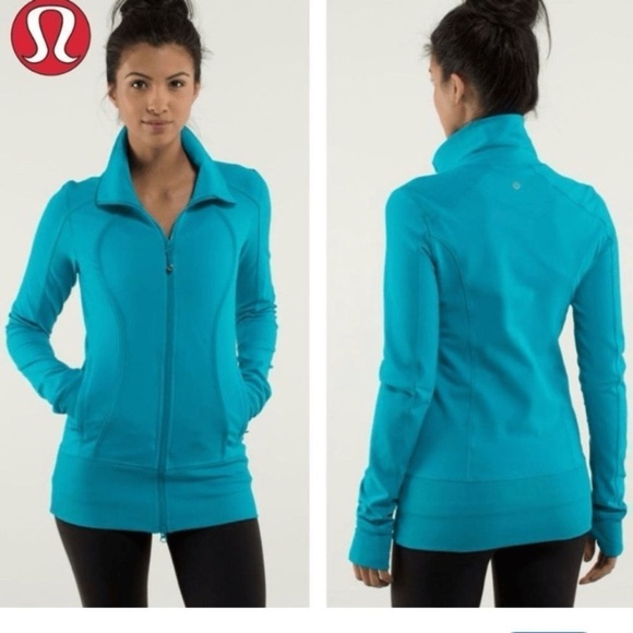 lululemon athletica Jackets & Blazers - Lululemon asana Blue Zip-Up Jacket Sz 2
